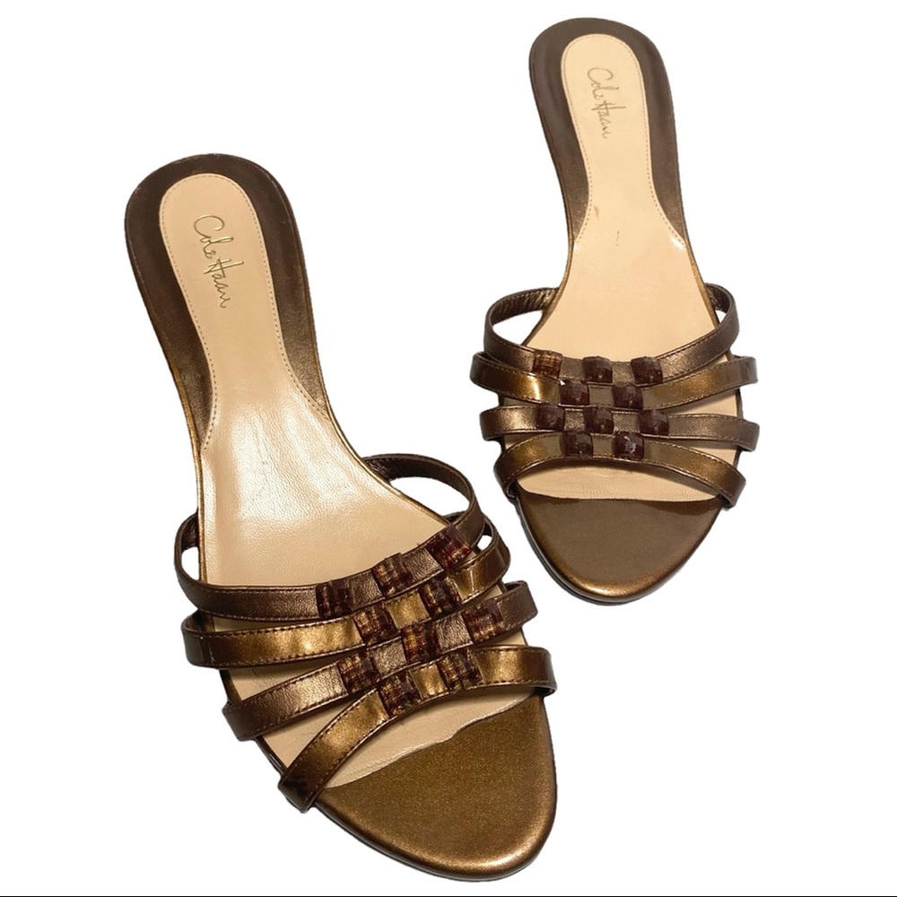 Cole Haan Bronze Metallic Strappy Heeled Sandals 10 EUC